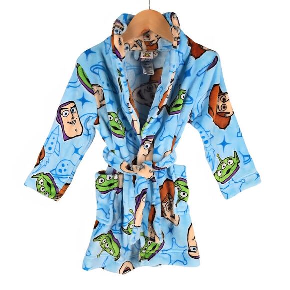 DISNEY TOY STORY TODDLER BOYS' BATHROBE WOODY BUZZ LIGHTYEAR ALIEN SIZE 2T - Picture 1 of 8